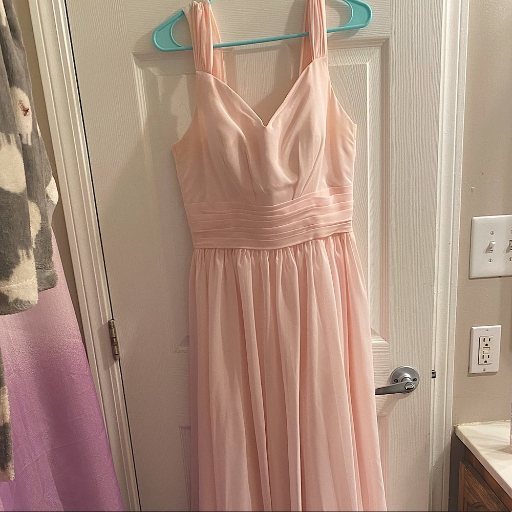 Blush pink bridesmaids dress